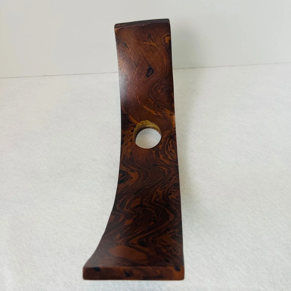 Handcrafted Wooden Balancing Wine Bottle Holder Etched Dragonfly Floral NO Bottl